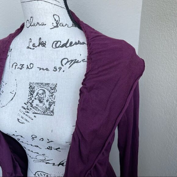 LA made Burgundy/ Plum Colored Duster Cardigan with Ruffles Size S - Picture 7 of 14